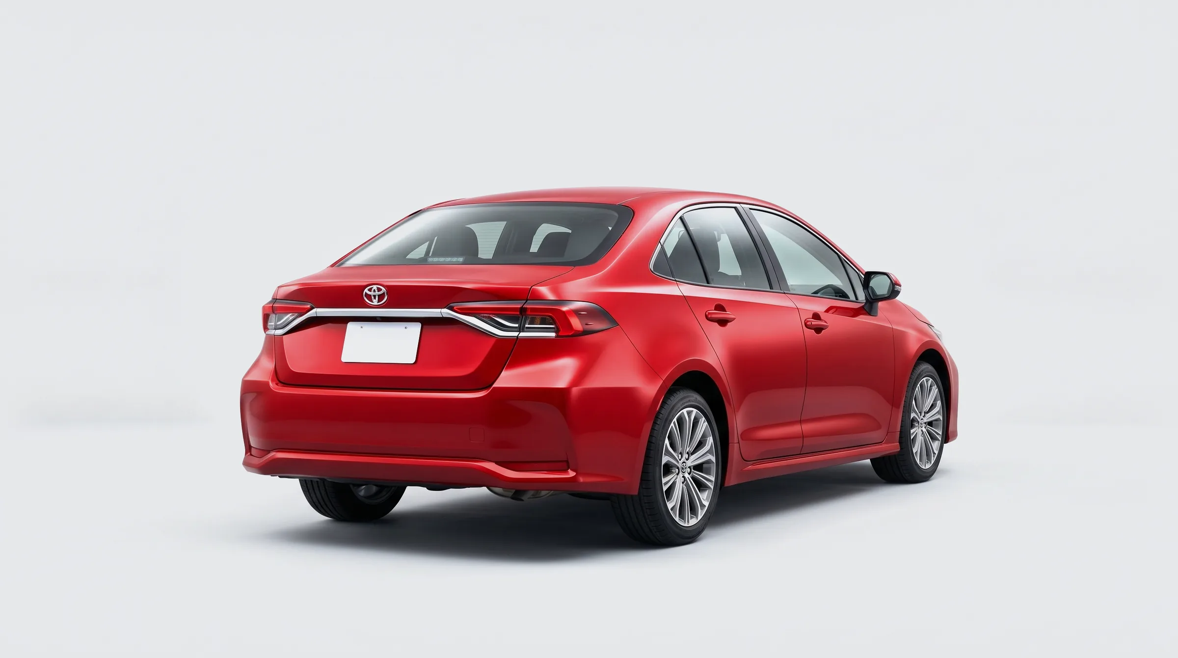 Toyota Corolla сзади в три четверти, красного цвета, визуализация